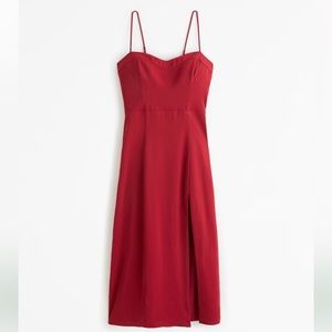Stunning Abercrombie Camille Midi Dress in vibrant red